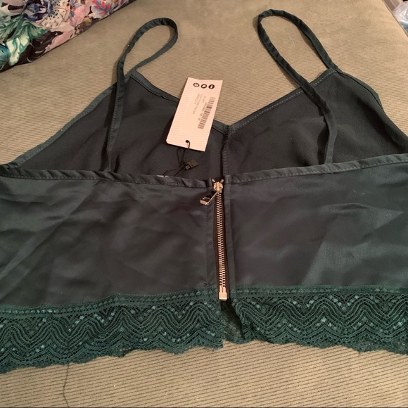 Boohoo Lace Trim Crop Satin Bralette - Picture 4 of 6